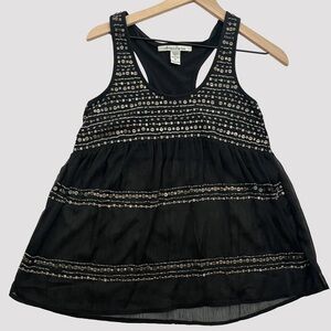 American Rag Y2K Whimsigoth Sequin Sheer Babydoll Racerback Top Medium Black